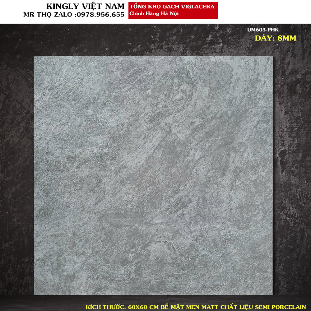 Gạch lát nền Vân xi măng Viglacera 60x60 UM603